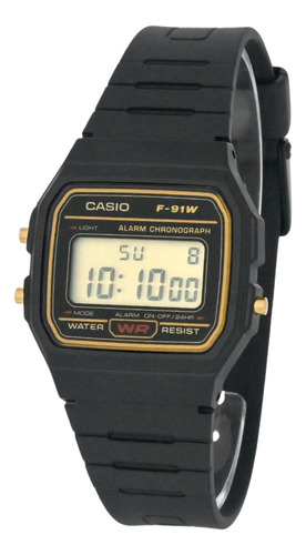 Relógio Casio Unissex Vintage F-91wg 9qdf Dourado Digital