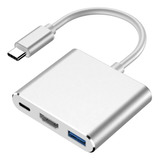 Convertidor Adaptador Micro Tipo C A Hdmi + Usb 3.0 + Tipo C