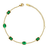 Oferta! Pulsera Oro 18kt Esmeraldas Cristales 0223