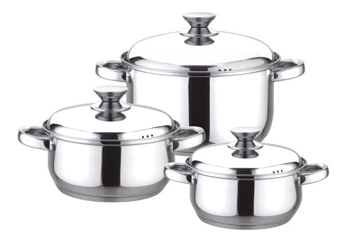 Batería De Cocina Fantuzzi Pavia Acero Set 6 Piezas