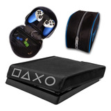 Kit Capa + 1 Bolsa Case P Controle Ps4 Slim Estojo Protetor