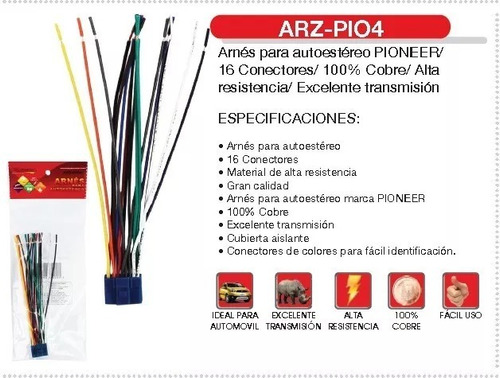 Arnés Para Autoestéreo Pioneer Arz-pio4 Con 16 Conectores