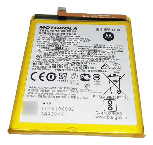 Bateria Motorola One Vision Kr40 100% Original