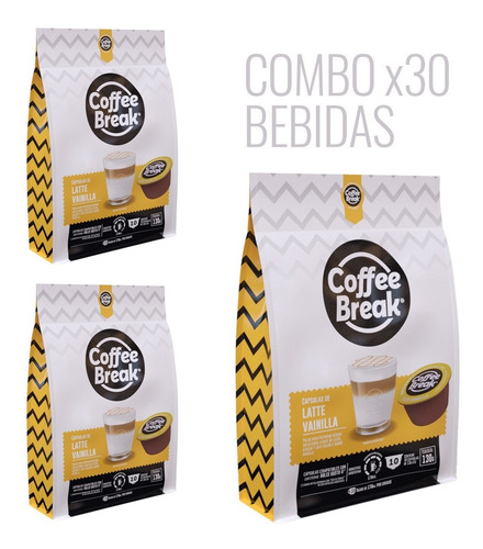 Combo X3 Packs Latte Vainilla Coffee Break Dolce Gusto Comp.