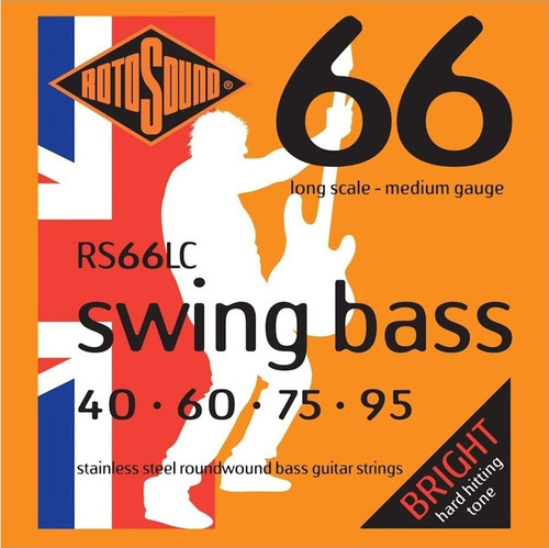Encordado Bajo 4 Cuerdas 40 -95 Rotosound Rs66lc Swingbass66