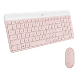 Teclado + Mouse Logitech Inalambrico Con Conexion Usb Rosa