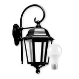 Farol Polipropileno 6 Caras Vidrio Colonial Mensula + Led 9w