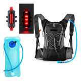 Mochila Hidratacion + Vejiga 2l+ Regalo Luz Trasera Recargab