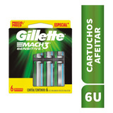 Gillette Repuestos Para Afeitar Mach 3 Sensitive / 6 Unid.