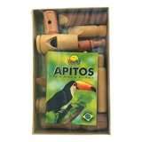 Kit Caixa 9 Apitos De Madeira Sons De Pássaros Newart Toys 
