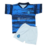 Kit Futebol Infantil Cr7 Al Nassr Azul Conjunto Futebol
