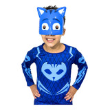 Fantasia Do Menino Gato Pj Masks C/ Enchimento E Mascara 