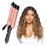 Chapinha Modelador Cabelo Cerâmica Tri-onda Ondulador Bivolt Cor Rosa Voltagem Bivolt