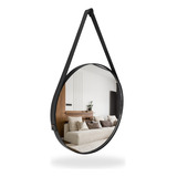 Espelho Adnet 40cm Preto Sala Quarto Suporte Banheiro