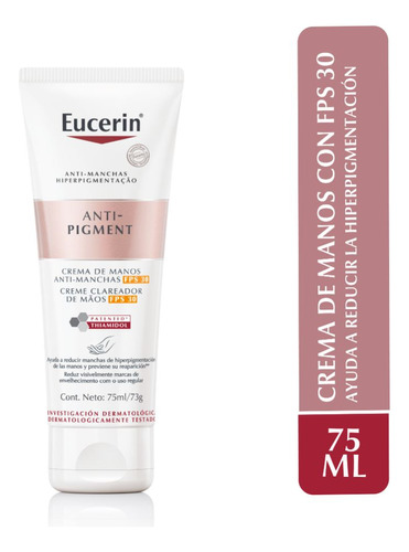  Crema Anti-manchas Para Manos Eucerin Anti-pigment Crema De Manos Fps 30 En Tubo De 75ml/73g