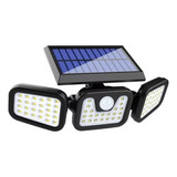 Foco Triple Luz Solar Cabezal Ajustable Sensor Movimientos