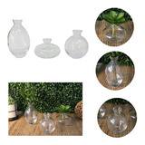 Kit Mini Vasos Transparente Vidro Plantas Flores Decorativo