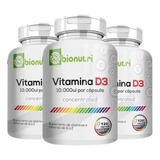 3 Potes Vitamina D3 10.000ui Por Cápsula 500mg 360 Cáps Full