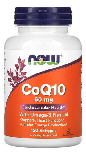 Coenzima Coq10 60mg + Omega3 Now Foods 120soft Importado