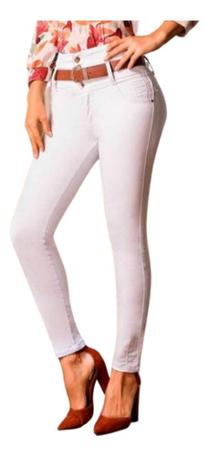 Jeans Colombiano Control Abdomen 1364 Blanco Bartolomeo