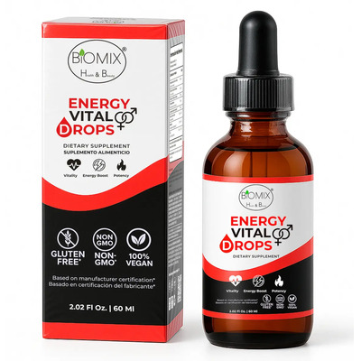 Biomix Energy Vital Drops + Hierbas Afrodisiacas Naturales Vitalidad Energia Maca Tribulus Damiana L-Arginina Magnesio Zinc 60 Dias Suministro Vegano Sin Azúcar No GMO - 60 Porciones | Meses sin interés