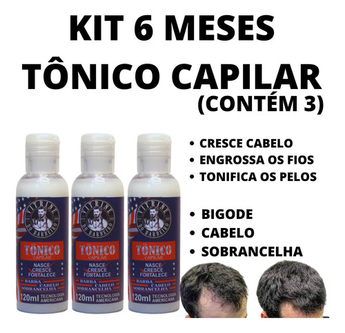 Kit 3 Turbo Tônico Crescimento Capilar Rápido Cabelo E Barba