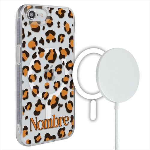 Funda Para iPhone Magsafe Leopardo Personalizada Tu Nombre