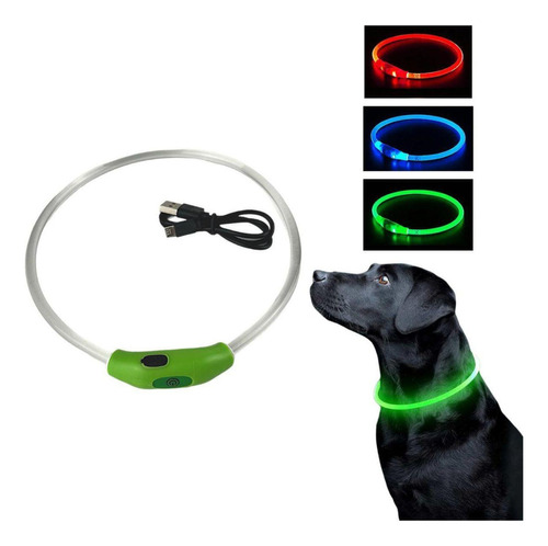 Coleira Iluminada Led Recarregável Prova D'água Cães Pequeno