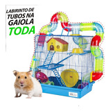 Gaiola Hamster 3 Andares Labirinto Tubo Toda