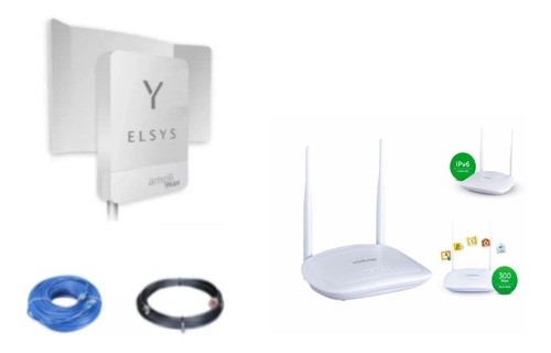 Elsys Amplimax 4g + Cabo Ethernet + Cabo Antena + Roteador