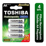 Pilha Recarregável Aa Toshiba Tnh6gae 1,2v 2600mah Com 4 Und
