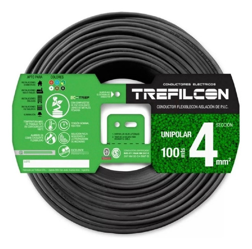 Cable Unipolar 4mm Rollo 25 Mts Trefilcon Normalizado Iram