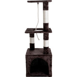 Arranhador Para Gatos 3 Bases Casa Marrom Cat House - Meemo