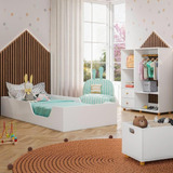 Quarto Infantil Cama Guarda Roupa Montessoriano Luísa Branco