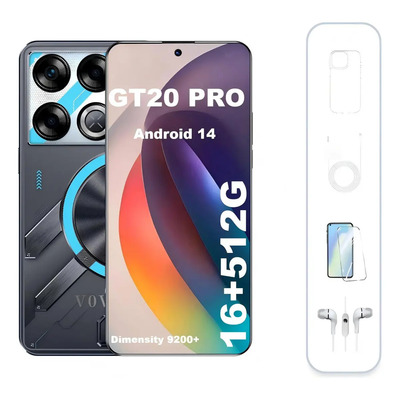 Dual Sim Celular,gt20 Pro,16gb Ram + 512gbrom,impermeable Lp68, Smartphone,teléfono Parajuegos,resolución 2k, Bateria De... Negro