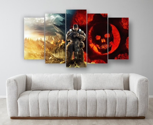 Set De 5 Cuadros Decorativo Canvas  Game Gears Of War 6