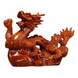 Figura De Dragón Chino Tallada En Madera Estilo Fengshui