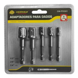 5 Adaptadores Dados Cuadrante 1/2 - 3/8 - 1/4 Extension 