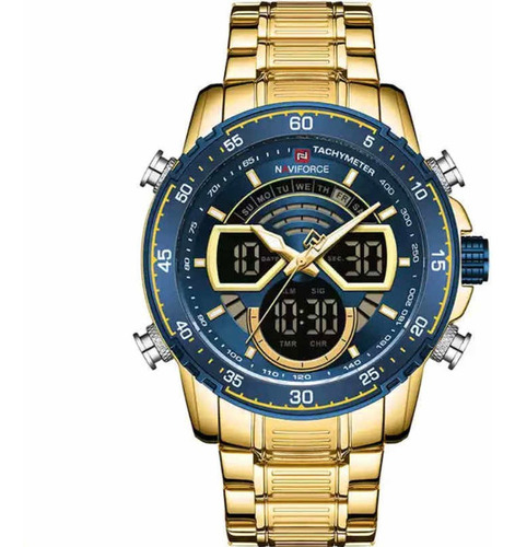 Reloj Naviforce Dual Analógico Y Digital Modelo 9189 Gold