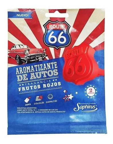 Auto Aroma Saphirus Frutos Rojos Ruta 66 Pack 2u 