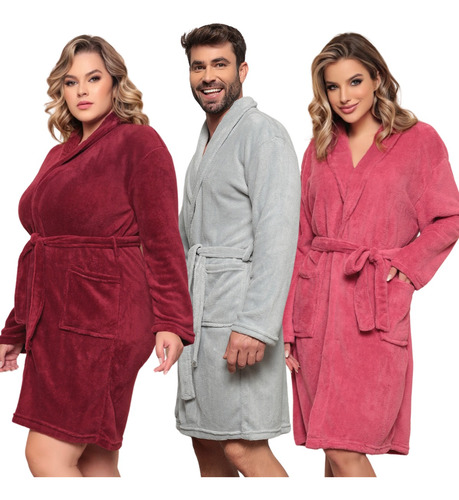 Roupão Robe Plush Fleece Microfibra Adulto Unissex