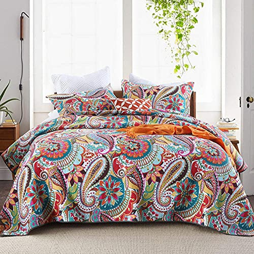 Colchas Tamaño King, Multicolor Estampado Paisley, Jue...