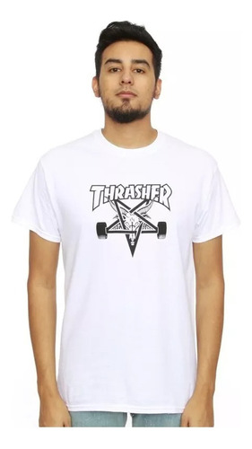 Polera Thrasher De Algodón Color Blanco De Hombre