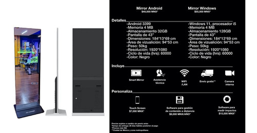 Espejo Inteligente Con Pantalla Touch