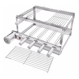 Gira Grill Churrasqueira Inox 5 Espetos + 2 Grelhas + Brinde