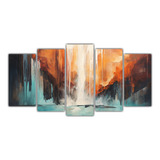 100x50cm Cuadro Moderno Vida: Cascada En Trazos Abstractos