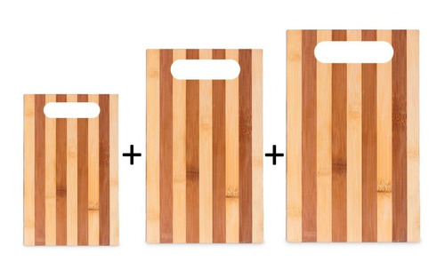 Set X 3 Tabla Para Picar Cortar De Madera Bambu 3 Medidas Color Marrón