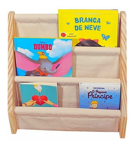 Rack Para Livros Infantil, Mini Standbook Montessoriano Crú