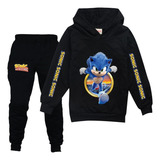 Sonic The Hedgehog Niños Chándal Conjunto Capucha Y Pantalón