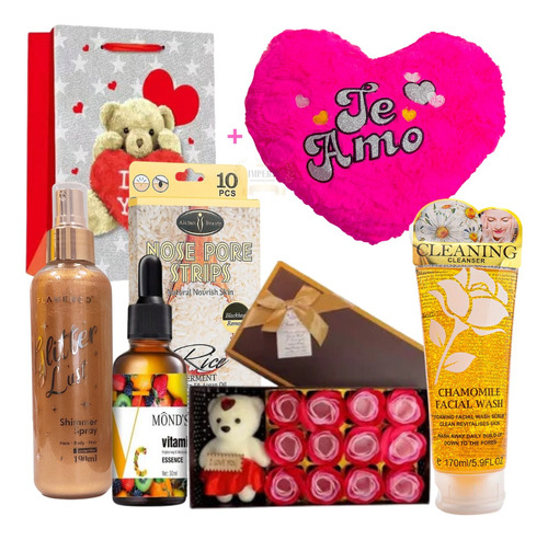 Caja Rosas Con Peluche Pétalos De Jabón Regalo San Valentín 